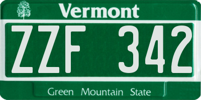 VT license plate ZZF342