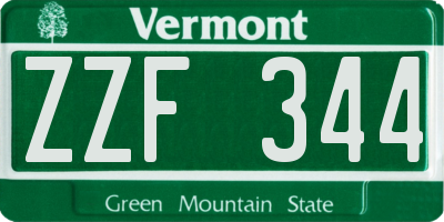 VT license plate ZZF344