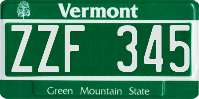 VT license plate ZZF345