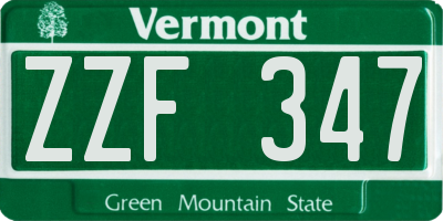 VT license plate ZZF347