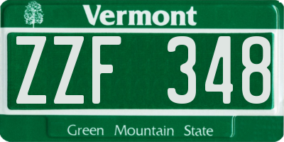 VT license plate ZZF348