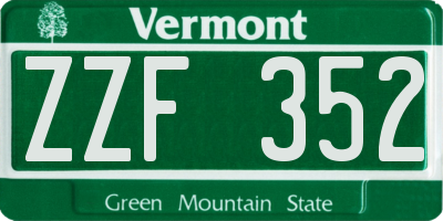 VT license plate ZZF352