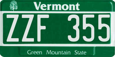 VT license plate ZZF355