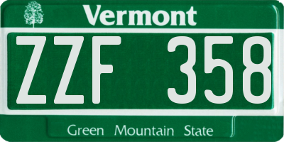 VT license plate ZZF358