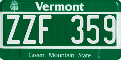 VT license plate ZZF359