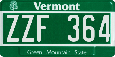 VT license plate ZZF364
