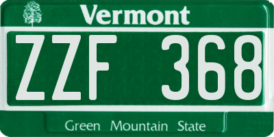 VT license plate ZZF368