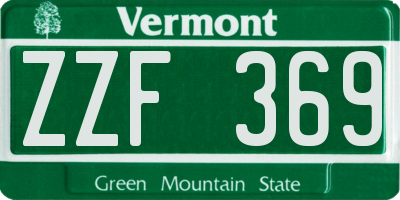 VT license plate ZZF369
