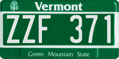 VT license plate ZZF371