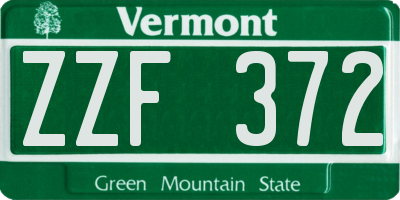 VT license plate ZZF372