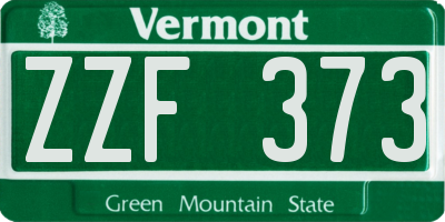 VT license plate ZZF373