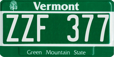 VT license plate ZZF377