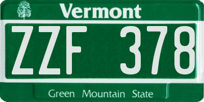 VT license plate ZZF378