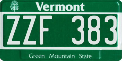 VT license plate ZZF383