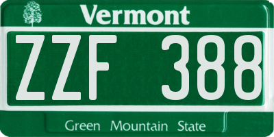 VT license plate ZZF388