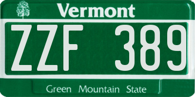 VT license plate ZZF389