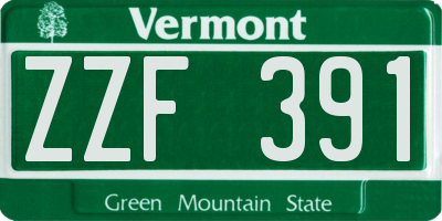 VT license plate ZZF391