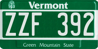 VT license plate ZZF392