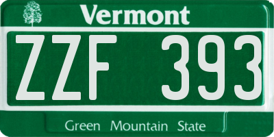 VT license plate ZZF393