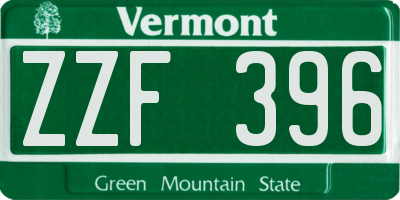 VT license plate ZZF396