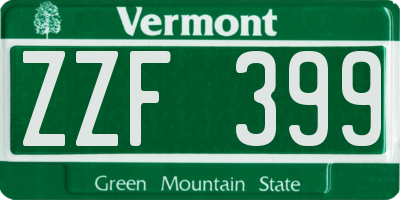 VT license plate ZZF399