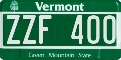 VT license plate ZZF400