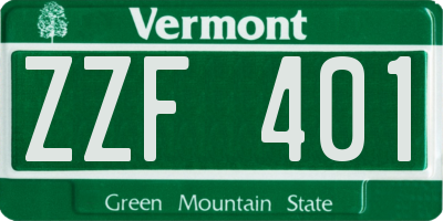 VT license plate ZZF401