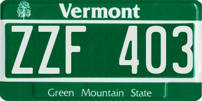 VT license plate ZZF403
