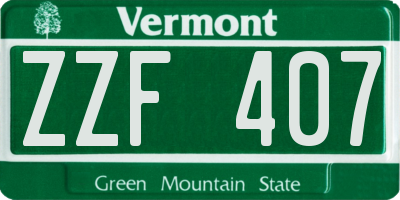 VT license plate ZZF407
