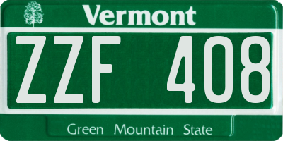 VT license plate ZZF408