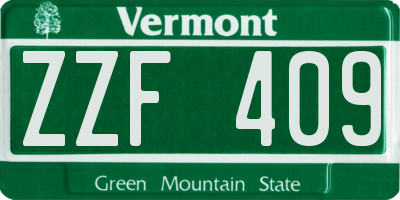 VT license plate ZZF409