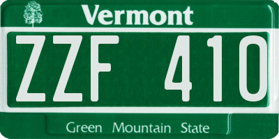 VT license plate ZZF410