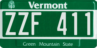 VT license plate ZZF411