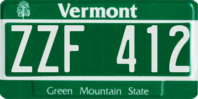 VT license plate ZZF412