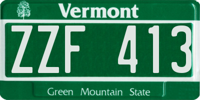 VT license plate ZZF413