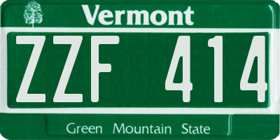 VT license plate ZZF414