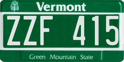 VT license plate ZZF415