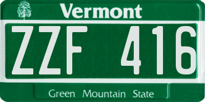 VT license plate ZZF416