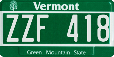 VT license plate ZZF418