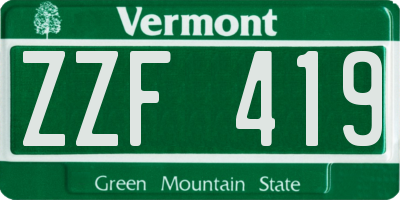 VT license plate ZZF419