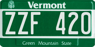 VT license plate ZZF420