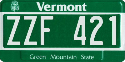VT license plate ZZF421