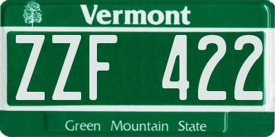 VT license plate ZZF422