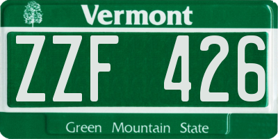 VT license plate ZZF426
