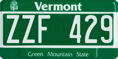 VT license plate ZZF429