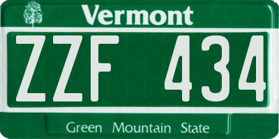VT license plate ZZF434
