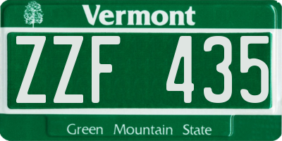 VT license plate ZZF435