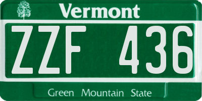 VT license plate ZZF436
