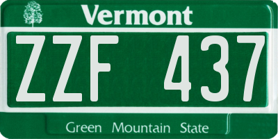 VT license plate ZZF437