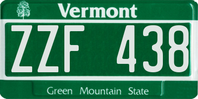 VT license plate ZZF438